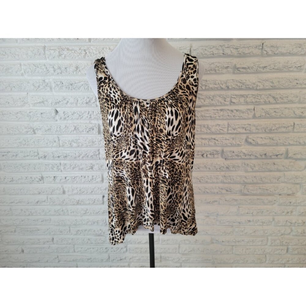 Alyx Womens Top Extra Large Tank Asymmetric Brown Animal Print ANI22XE